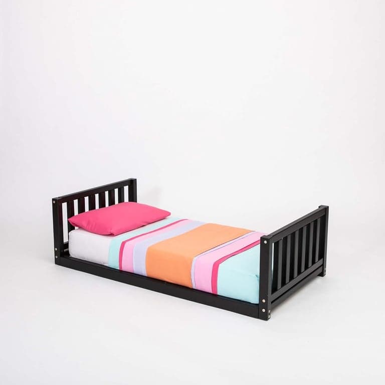 Sweet Home From Wood Eenpersoons Vloerbed met Hoofd- en Voetenein Zwart