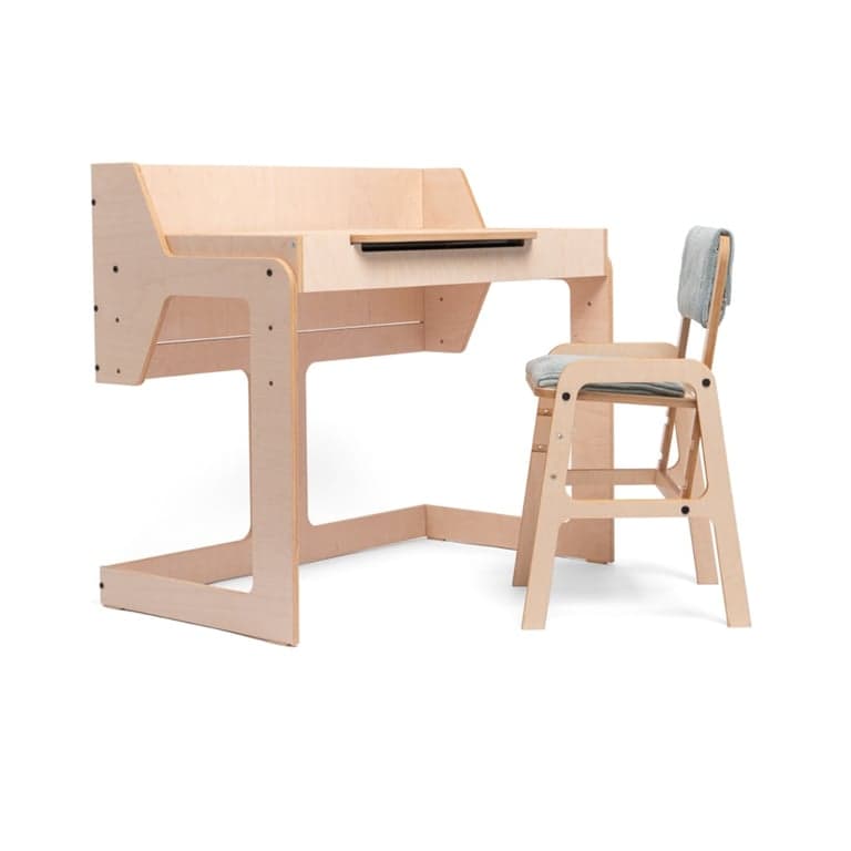 Luula Verstelbare Kinderen Montessori Tafel en Stoel Set Teddy Grijs