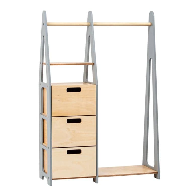 Duck Woodworks Kledingrek Met Rechthoekige Laden Grijs