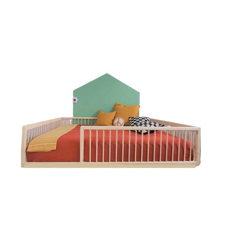 Bash & Timber Queensize Montessori Vloerbed met Relingen Naturel