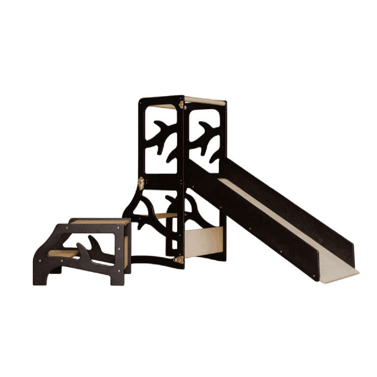 Weco 4-in-1-Boom Design Keukentoren met Glijbaan en Opstapkruk Zwart