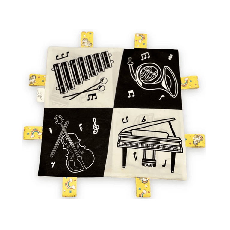 Fabric Stories Co Zwart-Wit Sensorische Crinkle Tag Musical