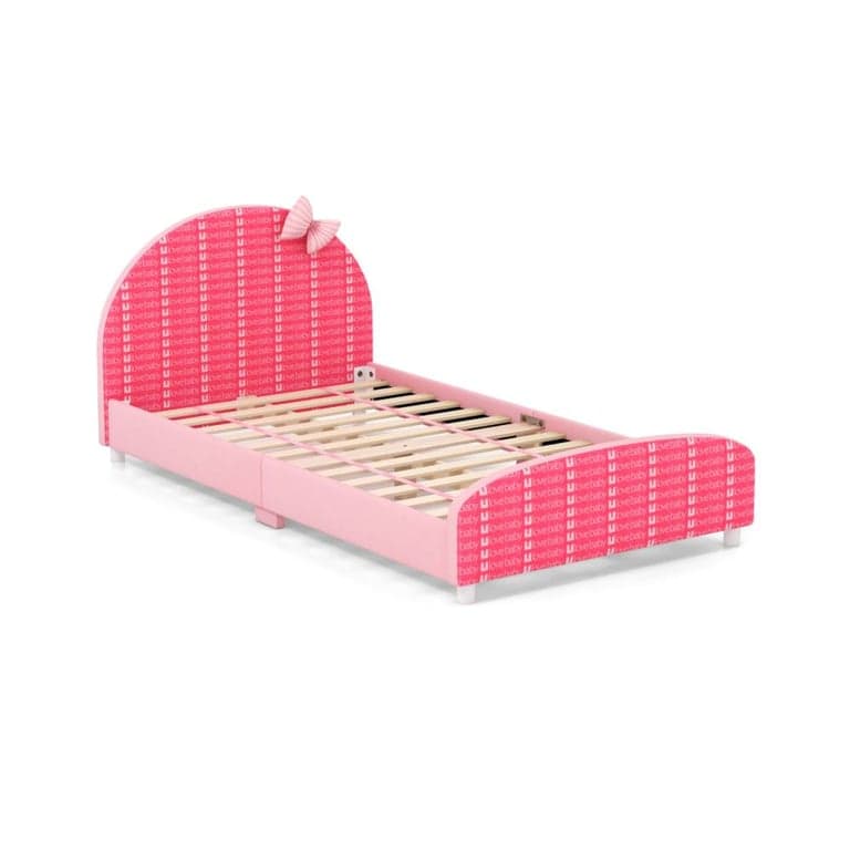 Costway Tweelingbed-Platform met Lattensteun Roze