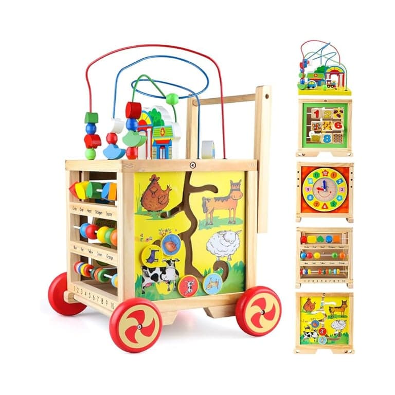 KABENFIS 6-in-1 Houten Sensorische Activiteiten Kubus