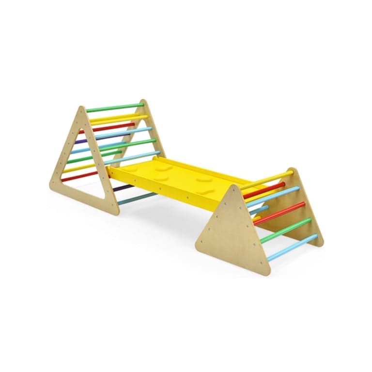 Costway 3-in-1 Houten Set met 2 Driehoeken en Oprijplaat