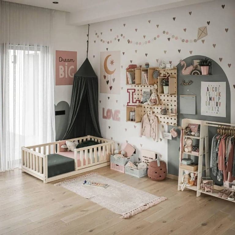 Montessori Huisbed Vloerbed Met Rails Berkenhout Eenpersoons