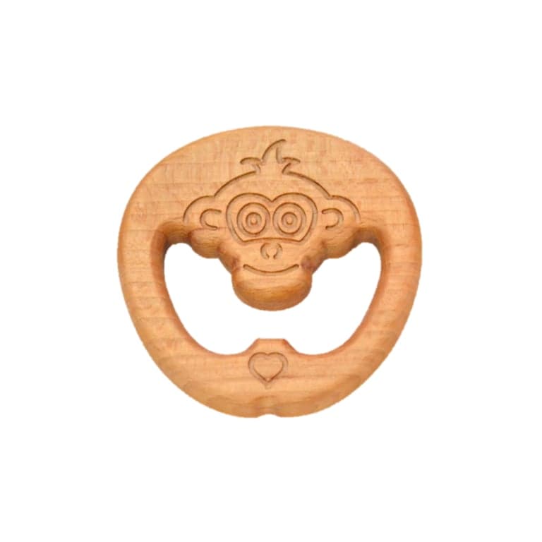 PoppyBabyCo Organisch Wooden Teether Speelgoed Aapje