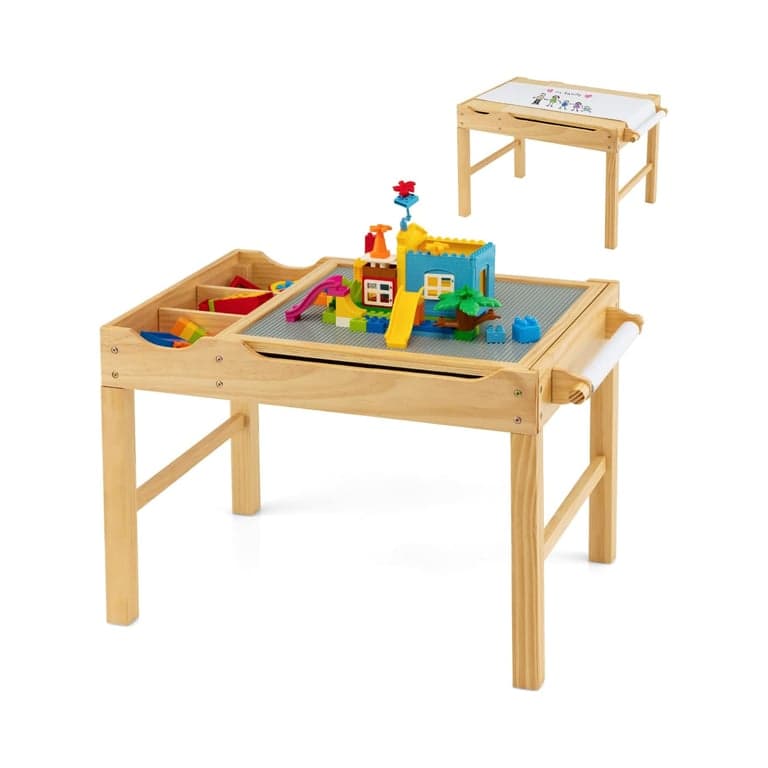 Honey Joy 2-in-1 Activiteitentafel Natuurlijk met Papierrol