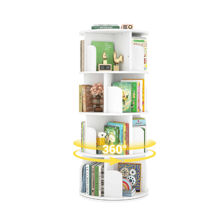 Besiost Draaibare Boekenkast 4 Niveaus Wit