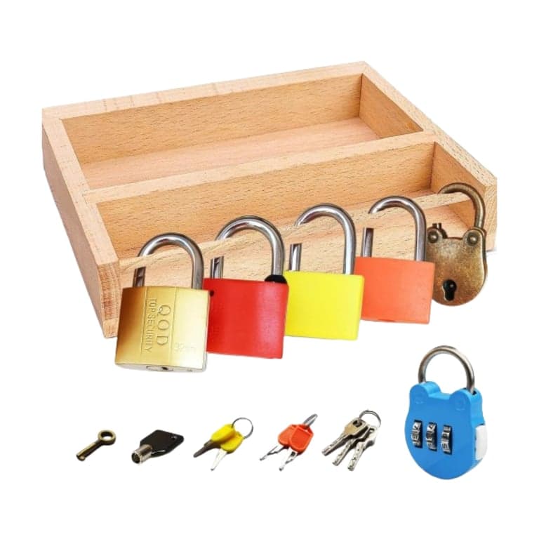 Inslat Slot en Sleutel Speelgoed Set 6 Kleurrijke Sloten