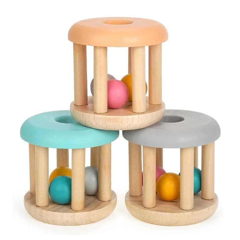 Duckboxx Houten Rammelaar Rollers Burlyhout Basis 3 Stuks
