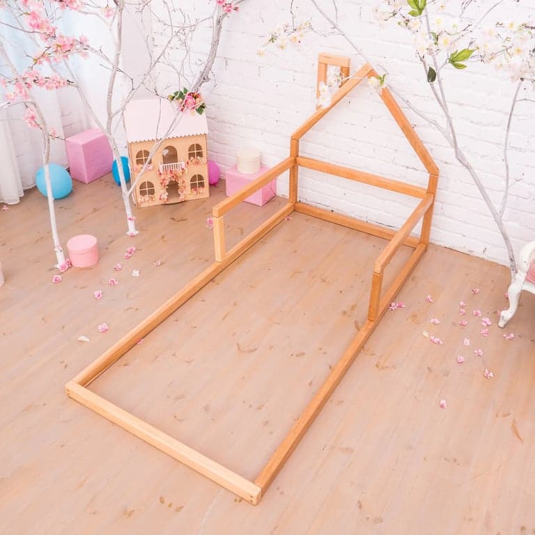 BusyWood Huis Vloerbed Model 3 Queen Size Natuurlijk