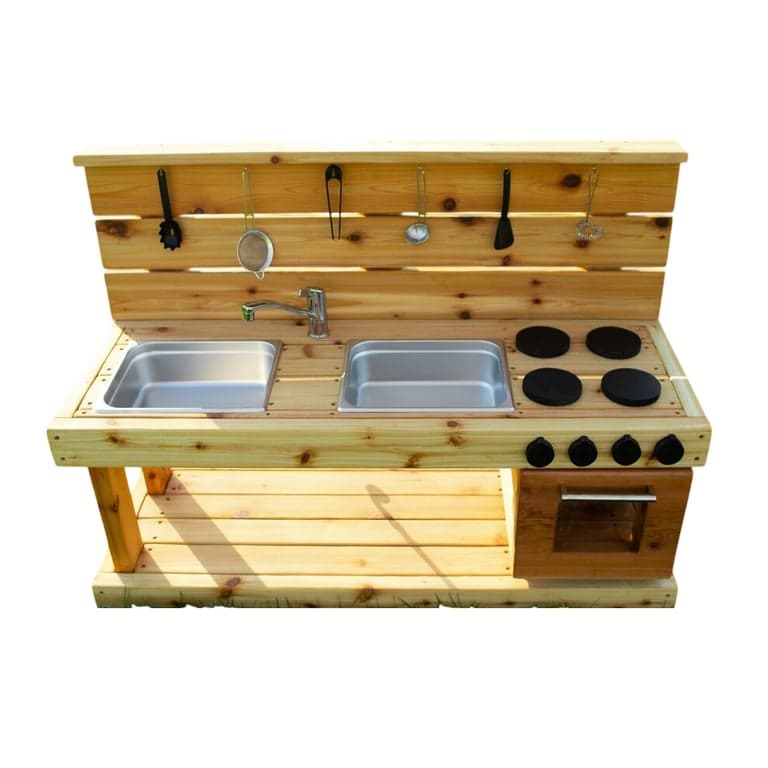 Noble Wooden Toys Modderkeuken met Oven, Tapkraan, en 2 Afvoeren