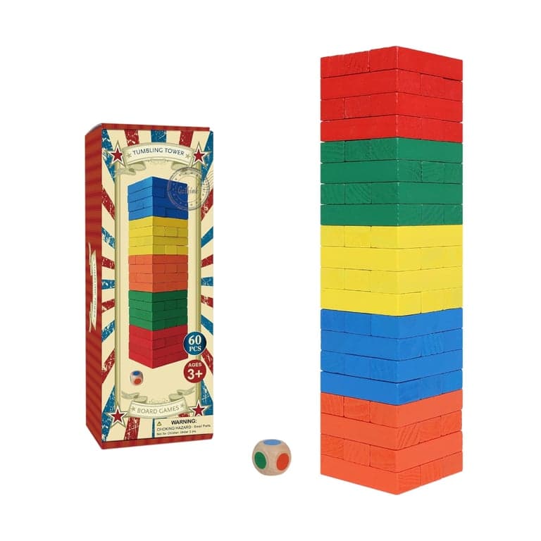 GOTHINK Houten Tuimel Toren Spel Kleurrijk