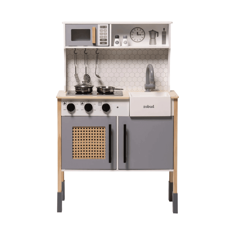 Robud Houten Kinder Speelkeukenset Vintage Pretend Grijs