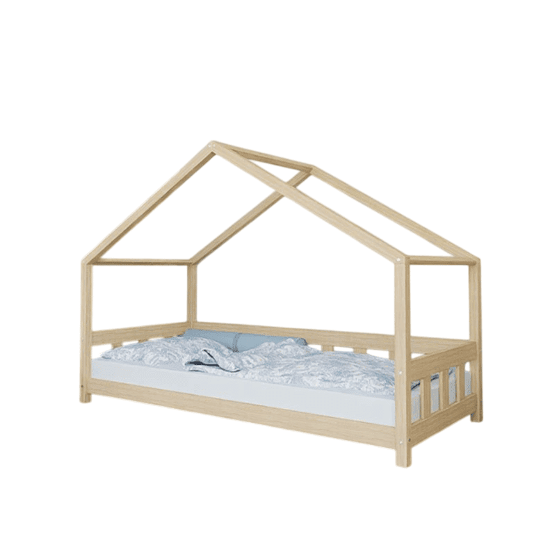 Benlemi Huisbed Plotty met Voorpaneel en Open Ingang Ongelakt 140x200 CM