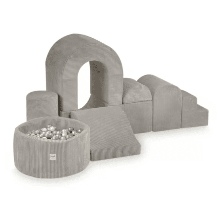 Plush Nest Corduroy Kasteel Zachte Speelset Met Ballenbad Beige