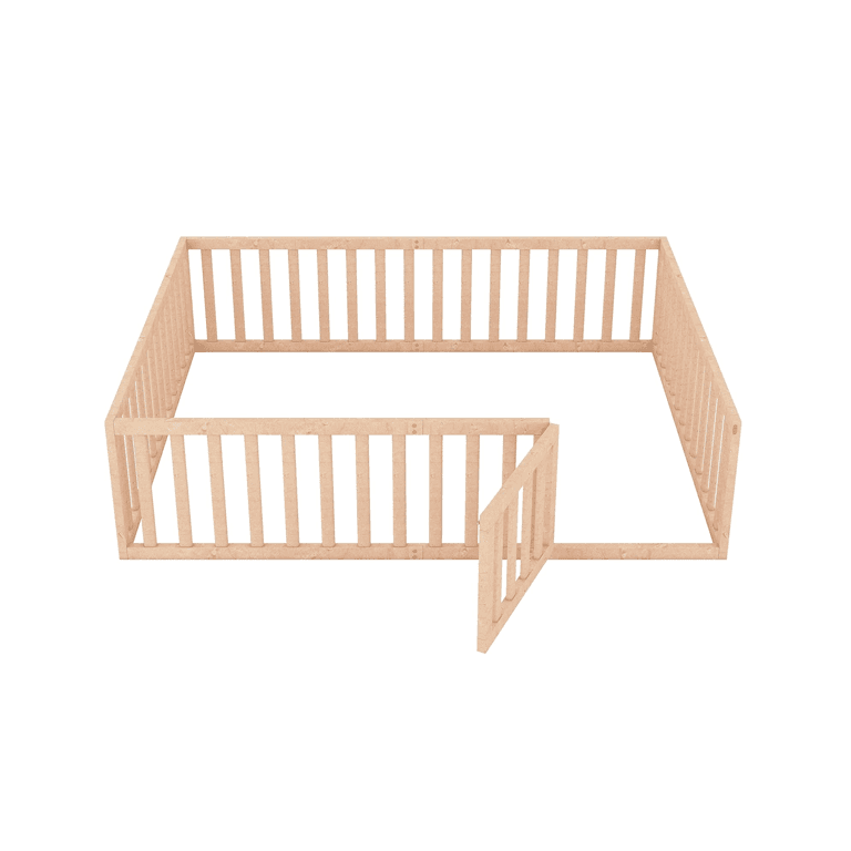Meritline Queensize Vloerbedframe met Hek & Deur Naturel