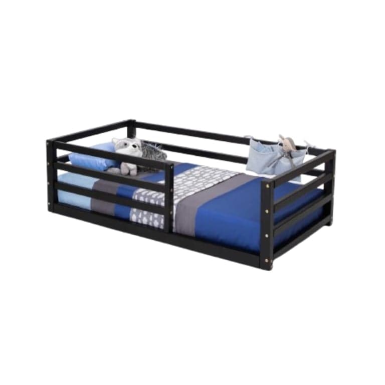 Sweet Home From Wood Vloerbed met Horizontale Reling Queen Zwart