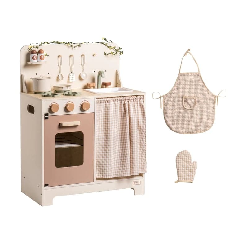 Robud Rustieke Houten Kinder Speel Keuken Set met Blad Lichtsnoer