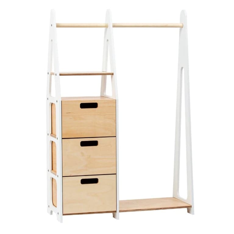 Duck Woodworks Kledingrek Met Rechthoekige Laden Wit