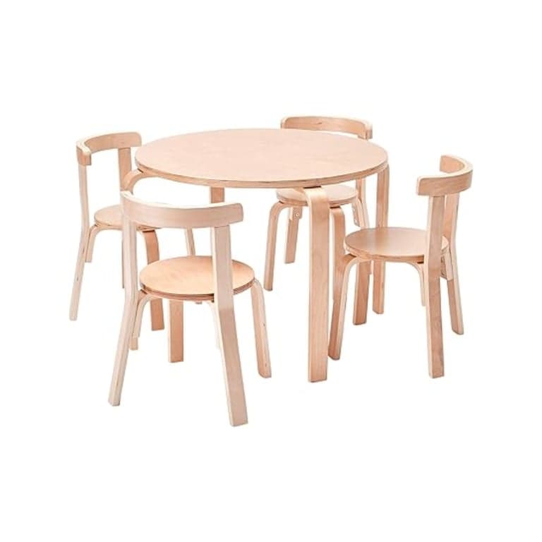 ECR4Kids 5-Delige Tafel en Stoelen Set Natuurlijk Hedendaags