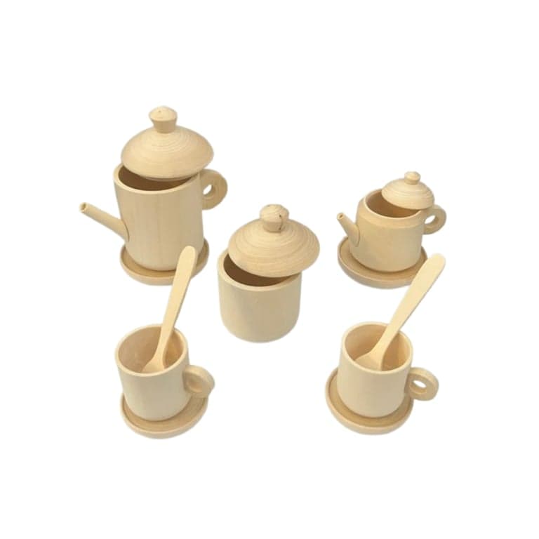 PoppyBabyCo Onafgewerkt Houten Theefeestje Set