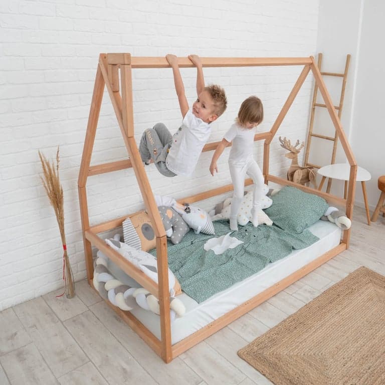 BusyWood Huis Vloerbed Met Latten Model 1 Natuurlijk Volledig