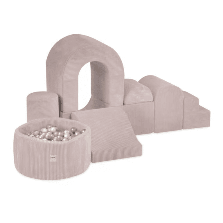 Plush Nest Corduroy Kasteel Zachte Speelset Met Ballenbad Licht Roze