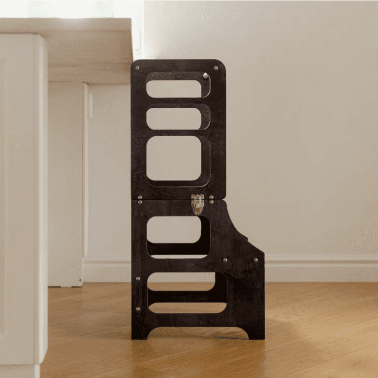 Duck Woodworks Mid-Century Modern Omvormbare Peutertoren Middernachtzwart