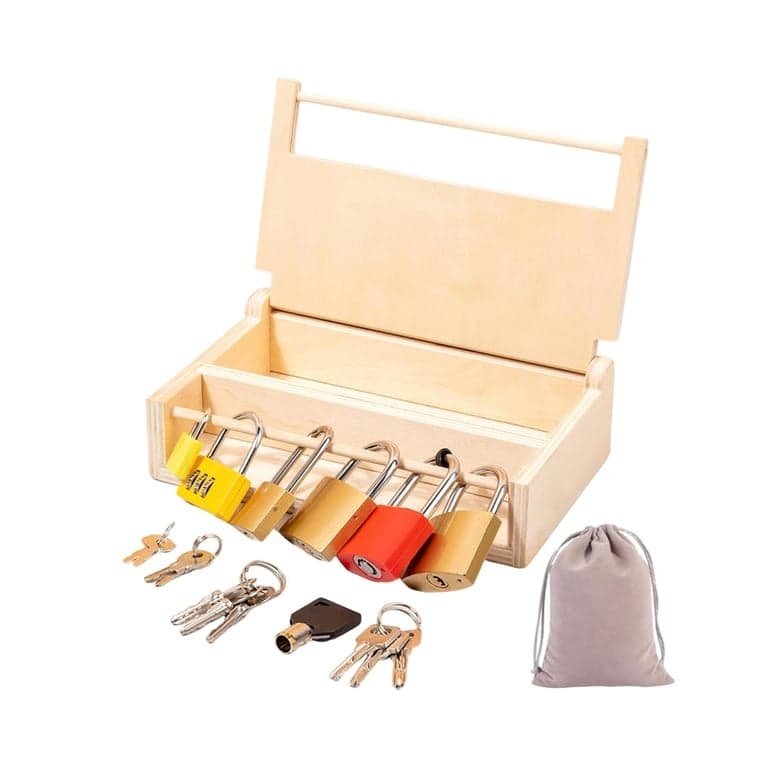MIKNEKE Montessori Slot en Sleutel Speelgoed Set 6 Delig