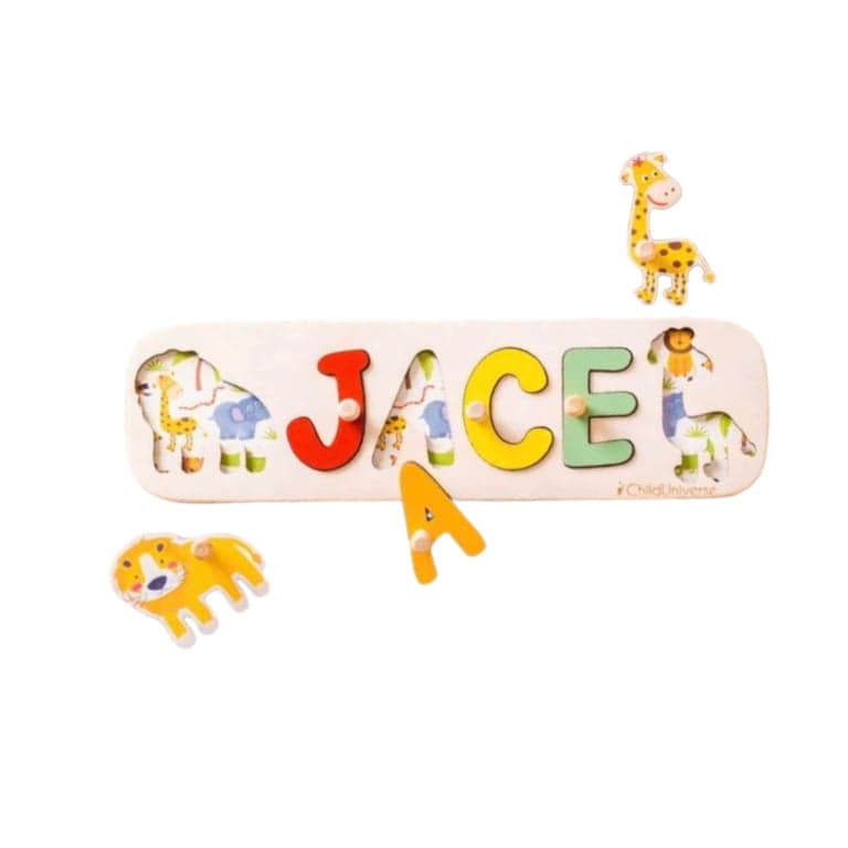 ChildUniverse Naampuzzel Safari met Knijpers Naampuzzel1