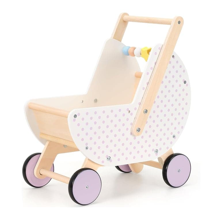 Pillowhale Houten Baby-Wandelwagen en Poppenwagen Paars