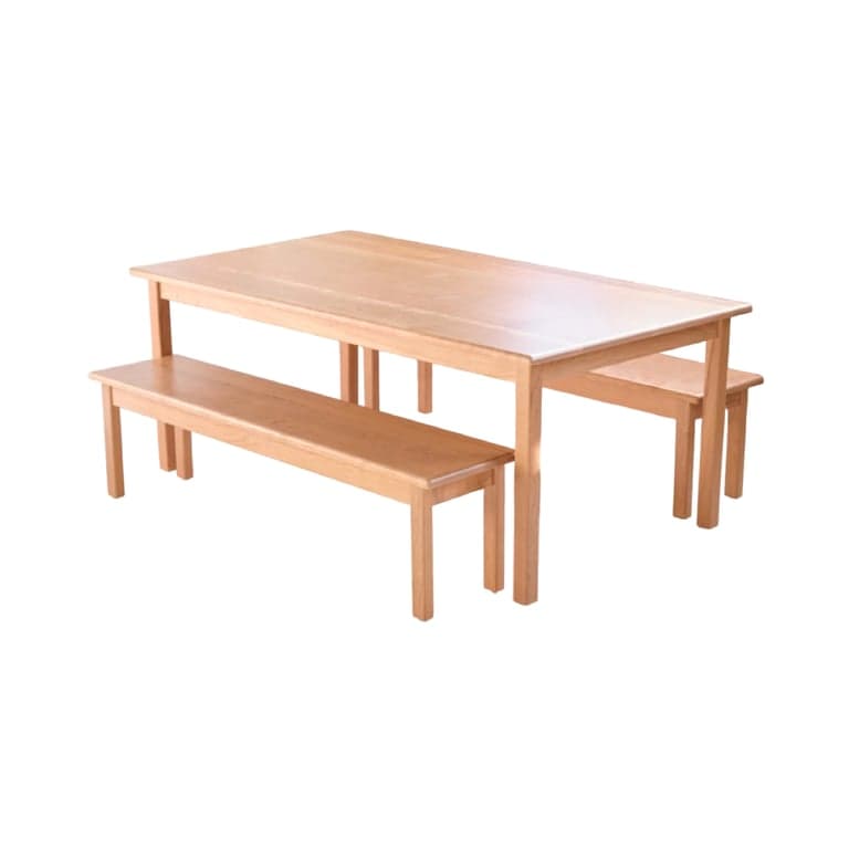 Palumba Camden Rose Extra Grote Kindhoogte Schooltafel Met Banken 83,8 x 152,4 cm Kersenhout Met Watergedragen Heldere Finish