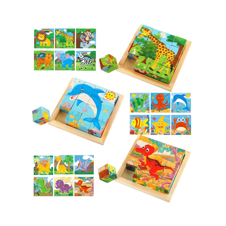 Libima 3 Delig Houten Kubus Puzzel met Opbergbakje