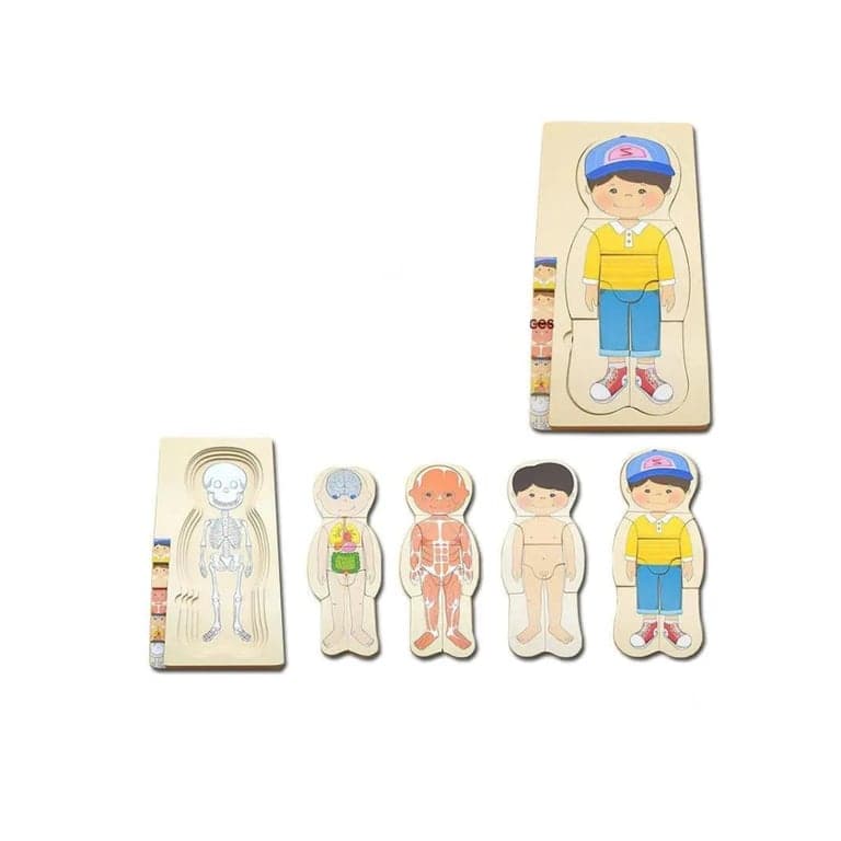Seaside-Montessori Lichaamsdelen Houten Puzzel Jongen