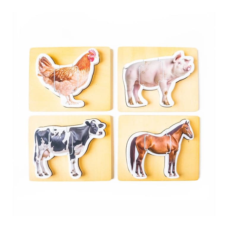 Montessori & Me 3-Delige Boerderijdieren Puzzels