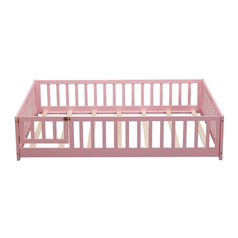 PVWIIK Volledig Bed met Deur, Relingen en Latten Roze