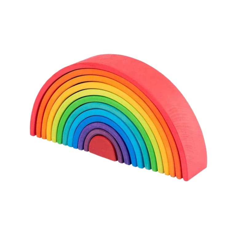 Seaside-Montessori Houten Regenboog Wonder Blokken 12 Regenboog Heldere Bogen Stapelaar