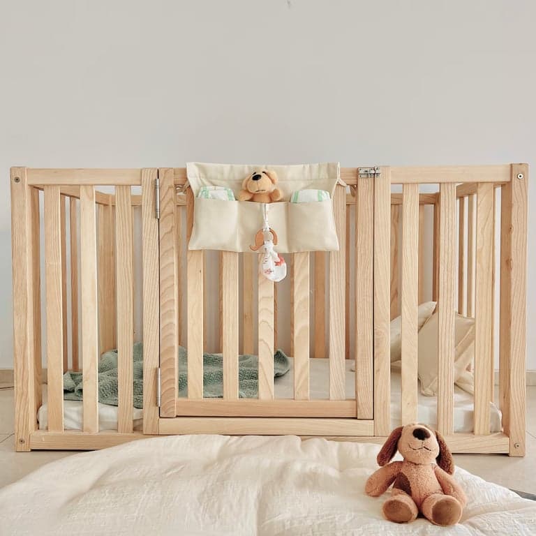 Simre Home Living Vloerbed met Extra Hoge Relingen Tweepersoonsmaat Essenhout