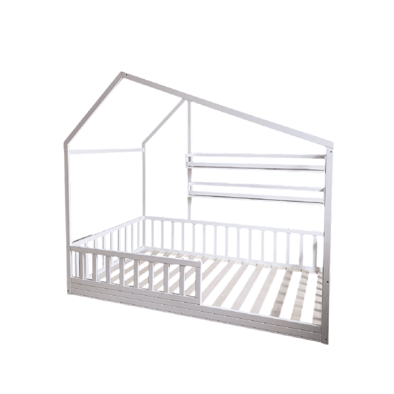 Home for Dreams Tweepersoons Vloerbed met Dak en Twee Planken Wit