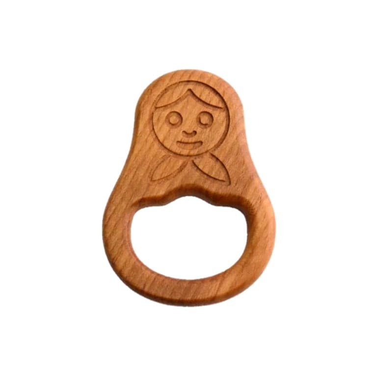 PoppyBabyCo Organische Wooden Teether Speelgoedpop Matreshka
