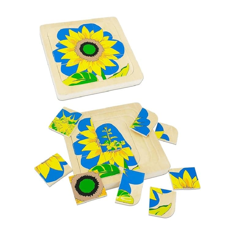 BBtinker Montessori Houten Zonnebloem Lagen Puzzels Voor Kinderen