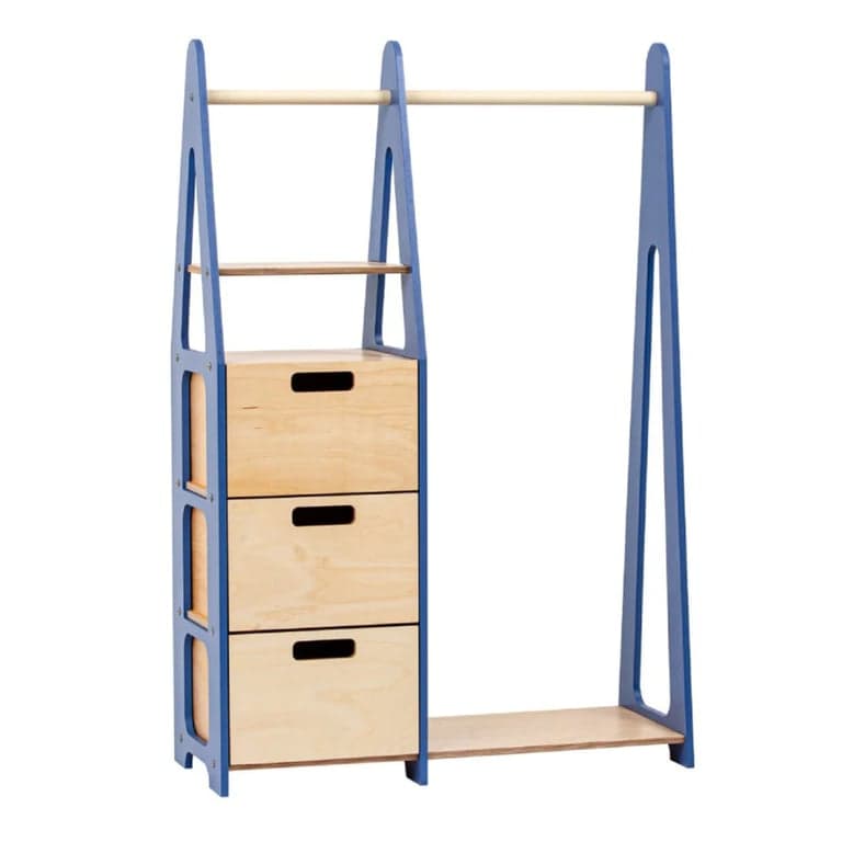 Duck Woodworks Kledingrek Met Rechthoekige Laden Blauw