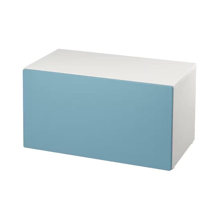 IKEA SMÅSTAD Bank Met Opbergvak Voor Speelgoed Wit en Blauw