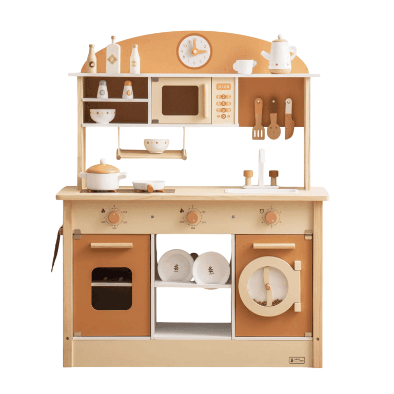 Robud Houten Speelkeuken met Realistische Accessoires Karamel