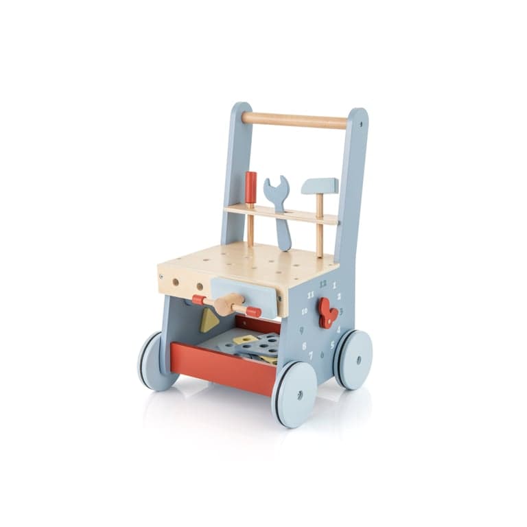 Costway 2-in-1 Houten Baby Duw Loopwagen met Multi-Activiteit Centrum