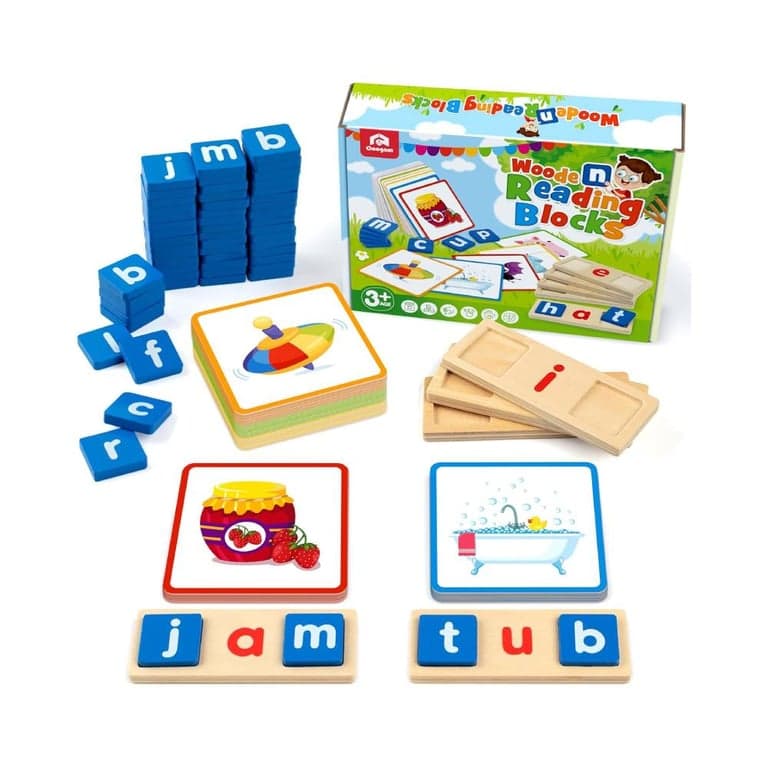 Coogam Houten Korte Klinker Lezen Letters Sorteren Spellen (Engelstalig)