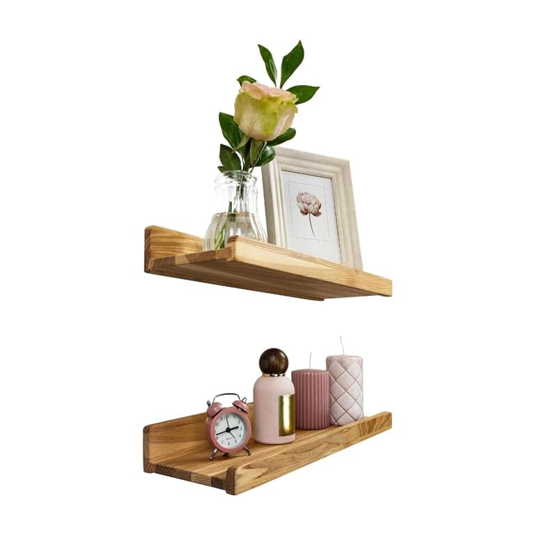 Wood Wedge Zwevende Planken voor Wand Natuurlijk 40,6 cm Set van 2