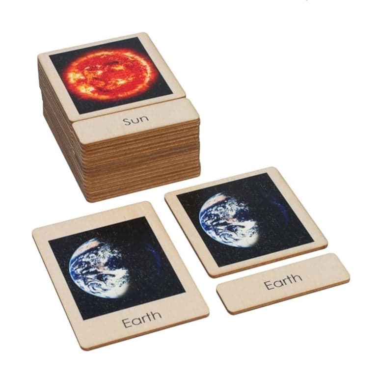 Alison's Montessori het Zonnestelsel Houten Kaarten